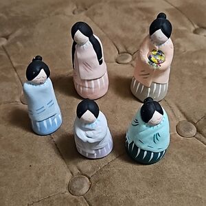 This vintage Southwestern Folk Art Pottery Female figurines